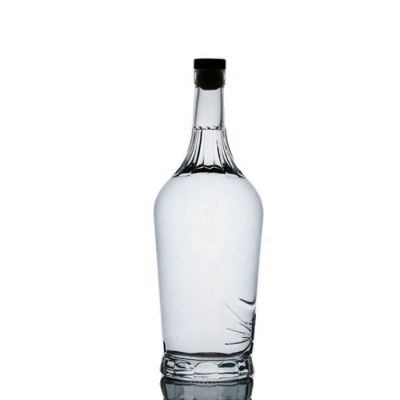 1litre 1000ml 1l Clear Round Big Liquor Glass Bottle For Whisky Vodka Wine