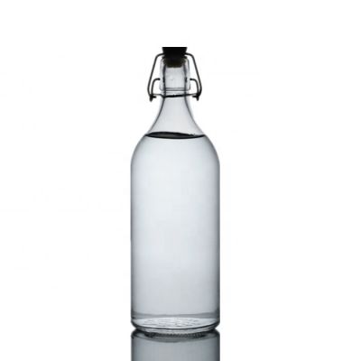 1L glass bottle with metal swing top cap clip swing bottle for liquor 