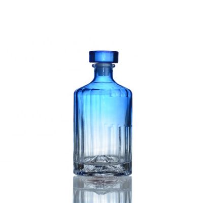 In Stock Top Quality 500 ml Spray Painting Blue Color Bottle Glass For Liquor