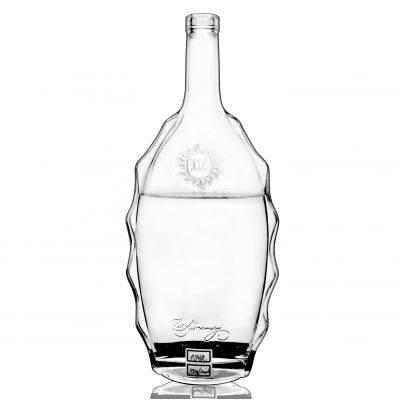 Wholesale 1000ml 750ml 500ml 375ml Vodka Spirit Glass Bottle for Liquor with cork Empty Glass Vodka Liquor Bottles 