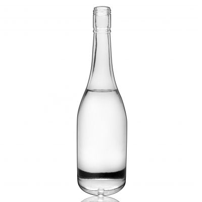 750ml Round Shape Label Panel Custom Glass Screw Ropp 750ml Liquor Bottle 