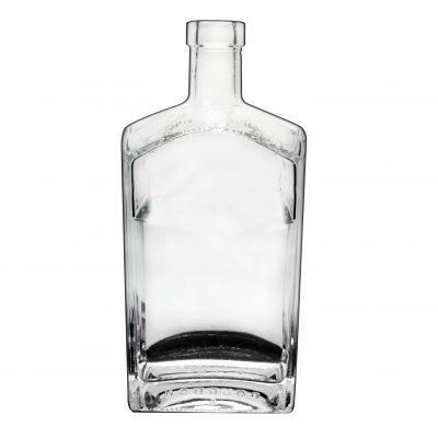 Square transparent vodka whisky 700ml 750ml glass bottle with Cork screen printing 