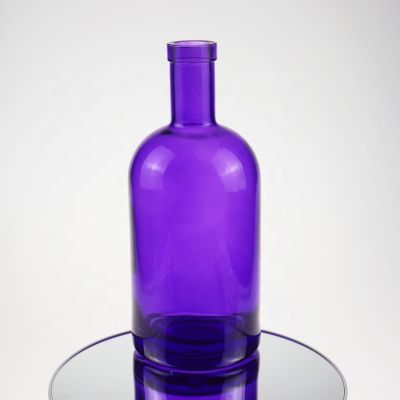 70cl 75cl purple color glass painting round vodka whisky gin Olso bottle with cork 
