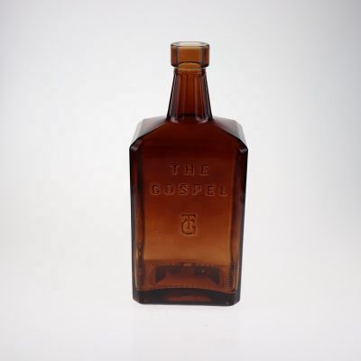 Amber Round Vodka wine liquor glass bottle with cork 