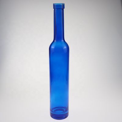 375ML Custom Spray Blue color glass beer bottle with cork cap 