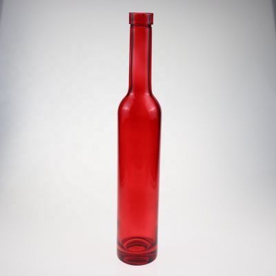 Red Spray colored glass wine beer bottles for sale Empty clear spirit glass bottle 375ML
