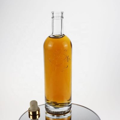 500ml custom glass gin vodka whiskey bottle with embossed logo 