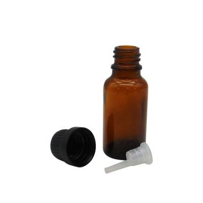 20Ml Amber Essential Oil Glass Bottle With Black Lotion Pump