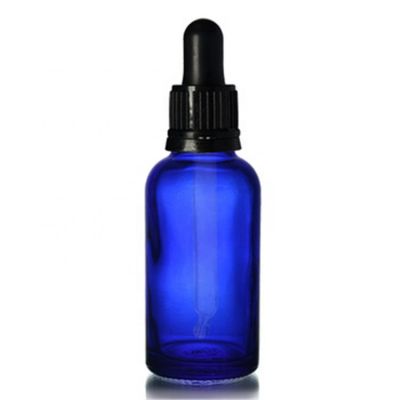 30ml blue essential glass oil bottle with tamper evident cap