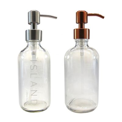 Wholesale Clear 500ml boston round glass bottle with Pump Head 