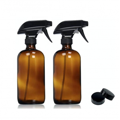 Custom Amber 16OZ/480ML Soap Liquid Glass Packaging Bottle with Spray Pump 