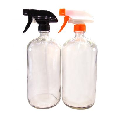 16oz 500 ml boston clear glass bottle with trigger sprayers