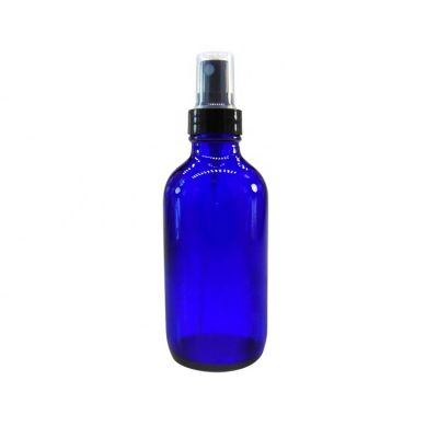 Wholesale 4OZ Custom Blue Boston Round Glass Bottle with Sprayer for Essential Oil 