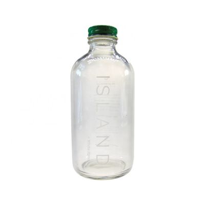 8OZ Custom Round Clear Boston Beverage Glass Bottle 250ml with Alumite Lid