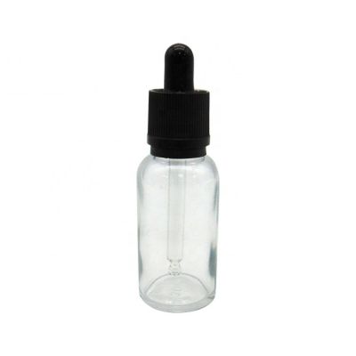 custom empty clear round glass essential oil cosmetic pharmaceutical bottle 30ml with dropper 