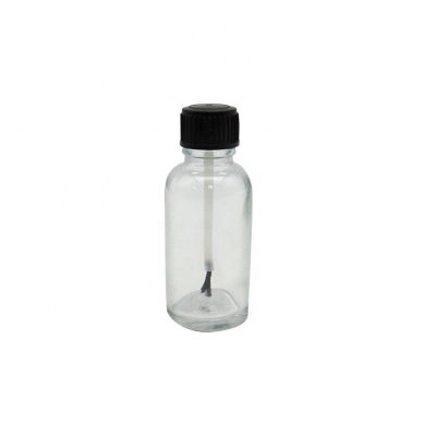 wholesale custom empty clear round glass essential oil cosmetic bottle 30ml with brush cap 