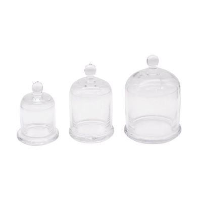 Round clear Glass Candle Holder Decorative Votive Candle Holder For Home Decor Glass Candle Holder with lids 