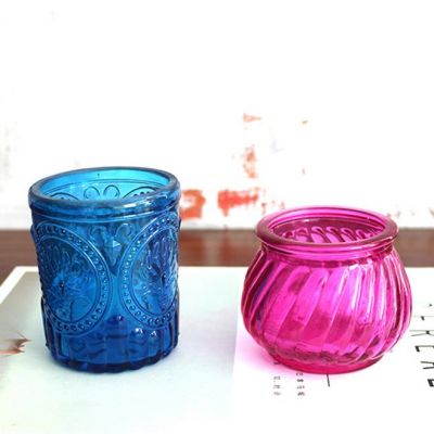 Wholesale home wedding decoration color scented candle glass jar Aromatherapy candle glass container Candle Cup Holders 