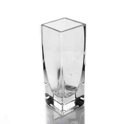Simple High-end Hand Made Mouth Blown Square Cuboid Shape Crystal Glass Vase 
