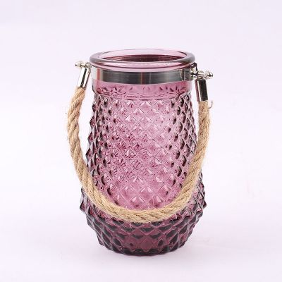 Colorful Creative Shape Glass Vase Decorative Glass Vase with Rope 