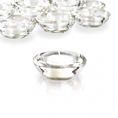 Clear Tealight Candle Holders, Round Chunky Glass Candle Holder For Home Decoration 