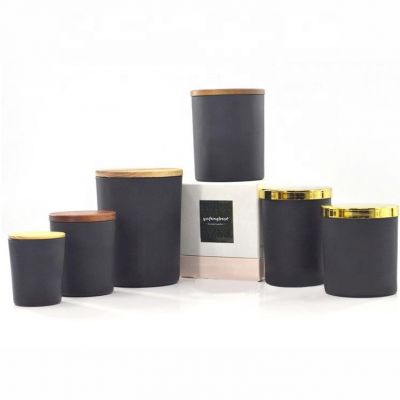 Matte Black Glass Candle Jar With Copper Lid Wholesale Custom Made Logo