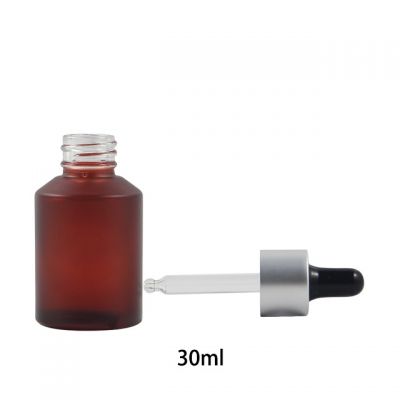 In stock trade assurance 30ml cosmetic frosted red glass dropper bottle
