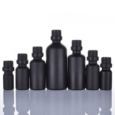 Fast shipping essential oil small matte black glass bottle with childproof cap
