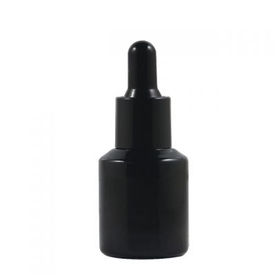 Fast shipping 15ml/30ml/60ml/125ml/200ml cylinder black smooth essential oil dropper bottles 