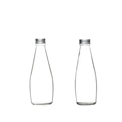 250ml 300ml China factory empty round glass bottle orange juice wholesale with metal lid