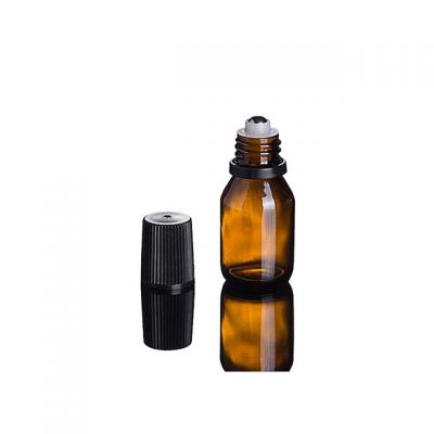 Quick shipping 15ml amber roll on essential oil serum skin care glass bottle