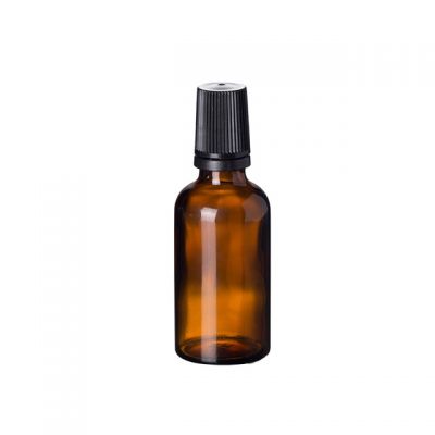 Small order amber 50ml essential oils metal roller glass bottle
