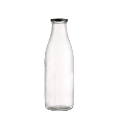Screen Printing Custom Design Milk Bottle with Screw Lid 1 Liter Glass Bottle