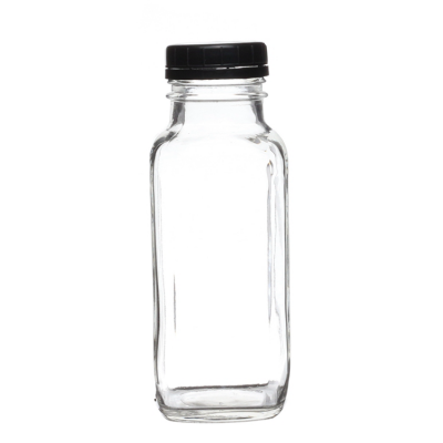 Custom Logo 500ml Juice Bottle with Lid 16 oz Glass Milk Bottle 