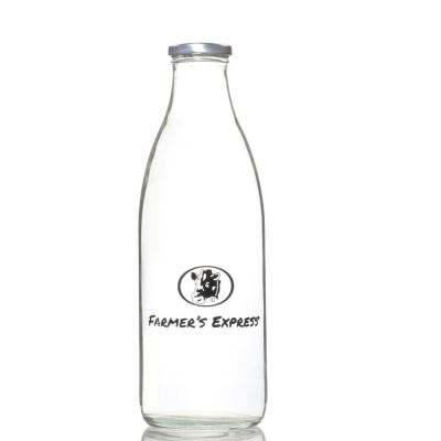 Wholesale baby empty clear customized soy glass milk water bottles 1000ml with metal lids 