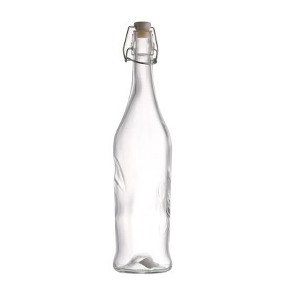 Wholesale 750ml empty clear flip top beer beverage liquor wine glass bottles with swing top 