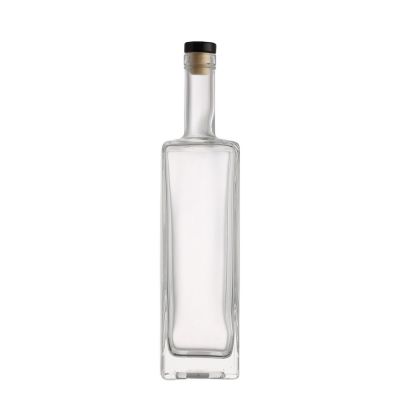 750ml Fint glass square clear empty white gin wine liquor brandy vodka glass bottle with cork