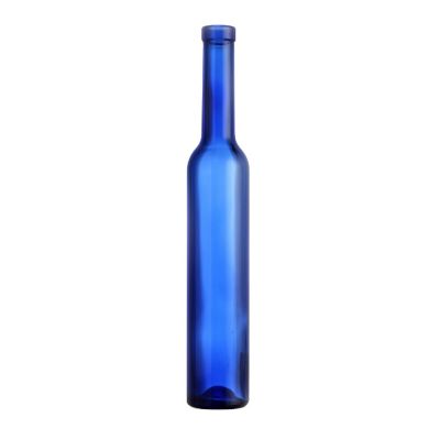 Premium grade 375ML blue color glass ice wine bottle with cork 