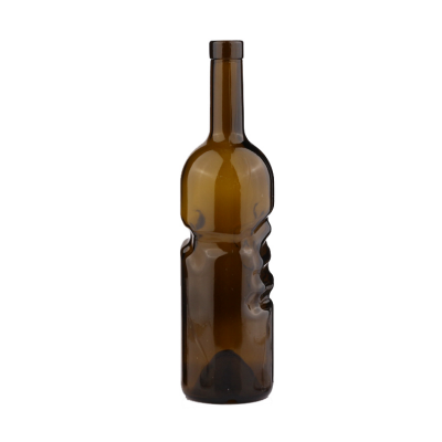 750ml unique Shape Brown Wine Bottle Empty Glass Bottles 