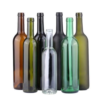 wholesale OEM 375ml 500ml 750ml empty round shape colored glass red wine bottle bordeaux 