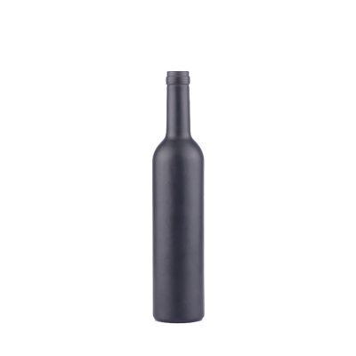 High quality custom factory price empty decanter 500ml black glass liquor bottles with cork 