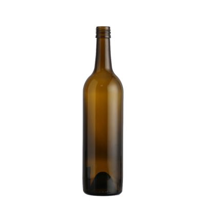 Wholesale hot sale 750ml empty brown wine container red wine bottles glass with screw top 