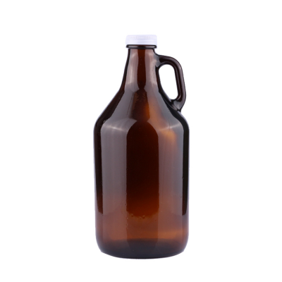 Wholesale 2L california style empty amber growler beer glass bottles with handle
