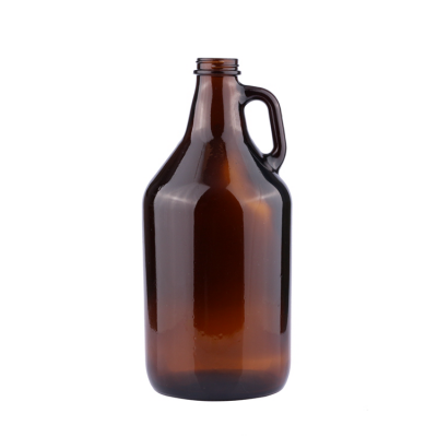 Wholesale factory in stock 2l amber glass growler beer bottle with handle 