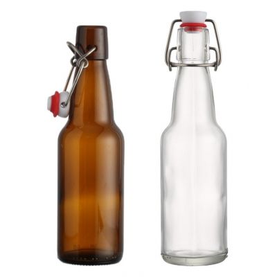 Wholesale Stack Custom Amber Clear 330ml Beer Bottles with Swing Top