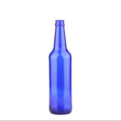 Wholesale factory sale 500ml custom empty 16oz cobalt blue beer glass bottles crown 