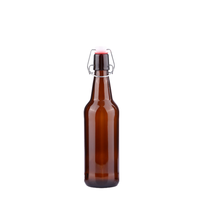Wholesale seal airtight 500 ml amber empty glass beer bottles with swing top