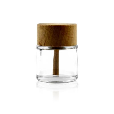Hot Sale 50 ml Cylinder Glass Aroma Reed Diffuser Bottle With Wooden Cap 