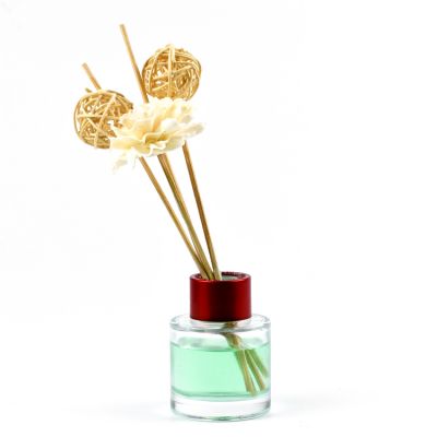 50Ml Room Decor Empty Round Bottle Fragrance Oil Reed Aroma Diffuser Glass with sticks 