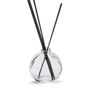 100ml Flat Round Empty Clear Reed Diffuser Glass Bottle with Rattan Sticks 